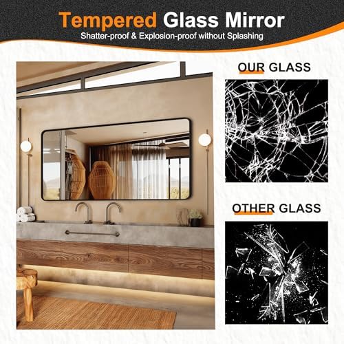 Delma Bathroom Vanity Mirror, Black Framed Mirror for Over Sink, 30x60