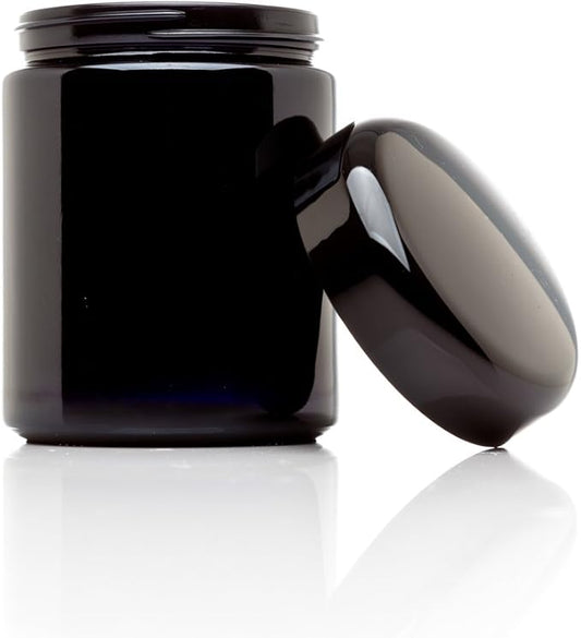 Infinity Jars, Premium Airtight Ultraviolet Glass Jar 250  ML (8.3 fl oz) Pack 3 Smell Proof, Antistatic, Light Blocking Container for Herbs, Coffee, Tea & Spices Durable, Travel-Friendly Storage