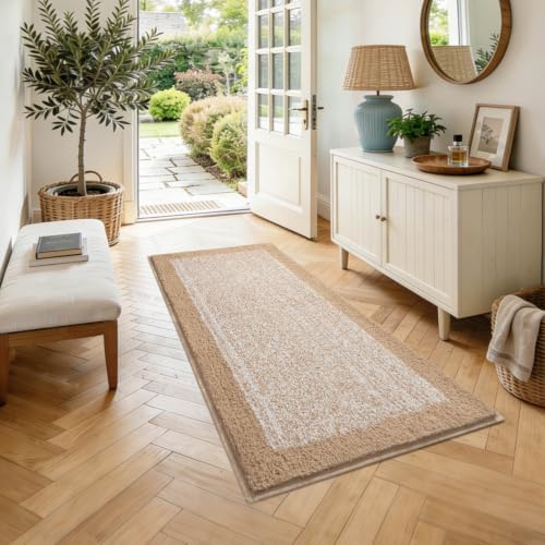 44x24 Large Bathroom Rugs Non Slip Washable, Soft Absorbent Bath Mat Beige