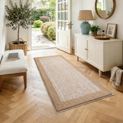 44x24 Large Bathroom Rugs Non Slip Washable, Soft Absorbent Bath Mat Beige