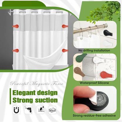 4-Pack Magnetic Silicone Shower Curtain Clips, Keep Liner Closed, Red