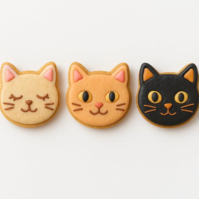 Cat Head Cookie Cutter with Easy to Push Design (4 inch)
