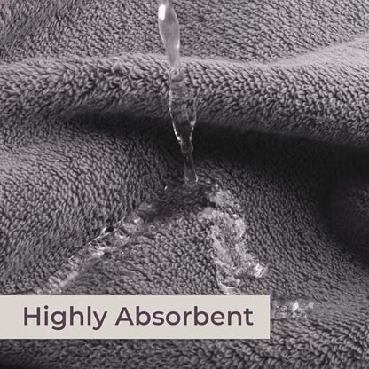 Lavish Home 8PC Bathroom Towels Set - 575GSM 100% Cotton Bathroom Essentials with 2 Bath Towels, 2 Hand Cloths, 2 Wash Cloths, and 2 Fingertip Fabric for Shower, Gym, Dorm and Spa (Silver)