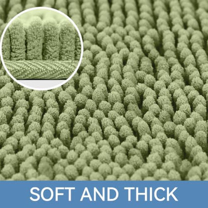 Bcoimo 48x30 Chenille Bath Mat – Non-Slip with Backing Bath Rug Ultra-Absorbent and Machine Washable Bathroom Mat Quick-Dry Design. Ideal for Bathroom Shower and Tub Areas