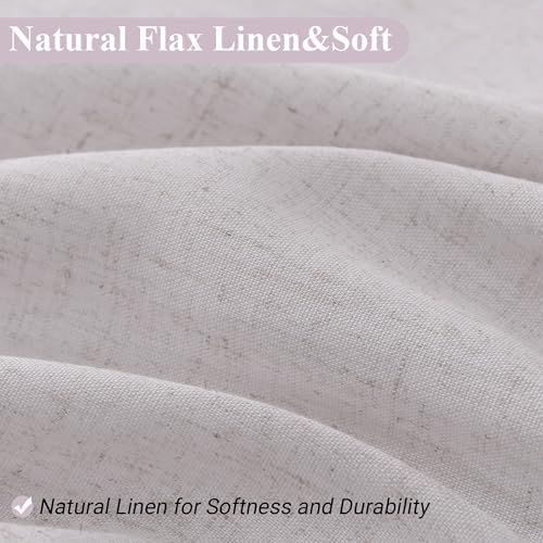 Naturoom Linen Shower Curtain 84 Inch Long for Bathroom Champagne 1 Panel