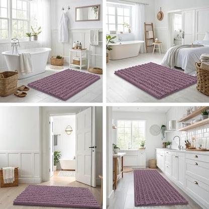 Smiry Bathroom Rugs 59X24, Extra Soft Rubber Backing Chenille Bath Mats