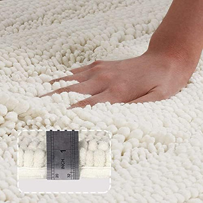 Turquoize Chenille Bath Rugs Shaggy Bathroom Rugs Non Slip Bath Mat for Bathroom 24 x 36 Cream Bath Rug for Bath Room Extra Soft and Absorbent Area Rug, 24"x 36", Cream | Non-Slip Quick Drying, Machine Washable Plush Striped Bath Mats for Bathroom Floo...