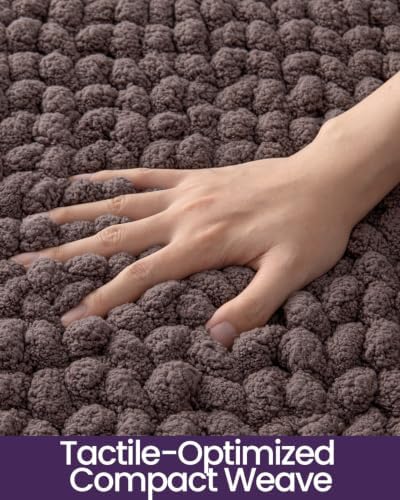DEXI Bathroom Rug 43x24, Non Slip Washable Chinelle Bath Mat, Dark Taupe