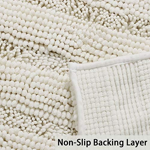 2 Piece Bathroom Rug Set with Toilet Mat, Soft Absorbent Chenille, Non-Slip