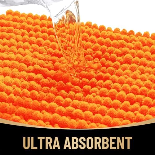 OLANLY Thick Chenille Small Bathroom Rugs 24x16, Absorbent Bath Mat, Orange