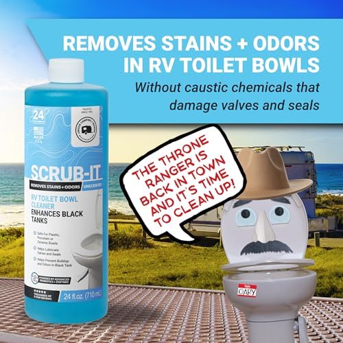 Unique Scrub-It RV Toilet Bowl Cleaner Liquid – RV Toilet Cleaner for Rimless RV Toilets, Squirt Top, Removes Stains & Odors (24 oz) Amazon Exclusive Packaging (Pack of 2)