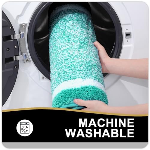 OLANLY Small Bathroom Rugs 24x16, Absorbent Microfiber Bath Rugs, Green