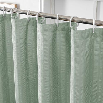 Aiyufeng Moga Extra Long Sage Green Shower Curtain 96 Inch Long, Embossed Texture Fabric Bathroom Shower Curtain, Large Hotel Bath Curtain with 12 Holes, 72Wx96H, Sage Green