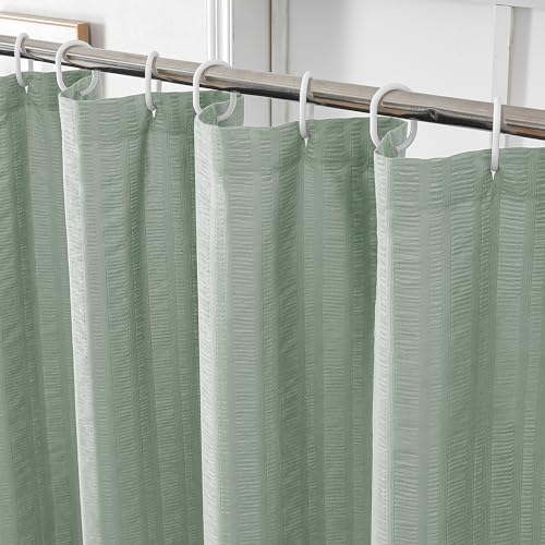 Aiyufeng Moga Sage Green Shower Curtain 84 Inches Long, 3D Embossed Textured Fabric Shower Curtain for Bathroom - Soft Cloth & Hotel Spa Luxury, Machine Washable, 72X84, Sage Green