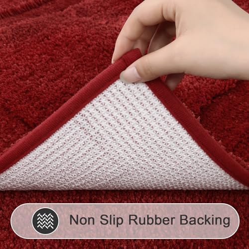 SHACOS Soft Microfiber Red Bathroom Rugs Sets 2 Pieces 32x20 inch