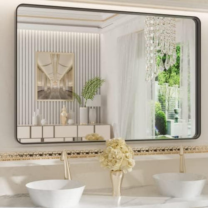 WEER Black Bathroom Vanity Mirror 48X32 Inch