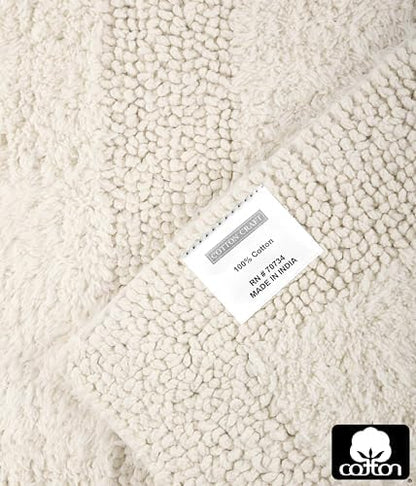 COTTON CRAFT 2 Pack Reversible Bath Mat Rug - Soft Luxurious -17x24- Ivory