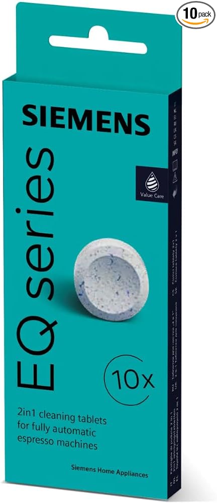 SIEMENS TZ80001B Cleaning Tablets EQ Bean to Cup Coffee Machines, White (Packaging may vary)