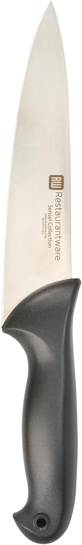 Restaurantware Sensei 8 Inch Chef Knife 1 With Colored Coded Pins Kitchen Knife - High-Carbon Stain-Resistant Black German Steel Meat Knife Ergonomic Handle
