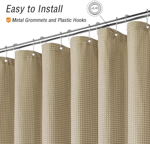 Gibelle Extra Long 230GSM Heavy Duty Beige Shower Curtain, 72 x 84