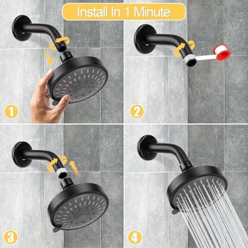 AISOSO High Pressure Rain Shower Head 5 Modes 4.1 Inch Oil Rubbed Bronze