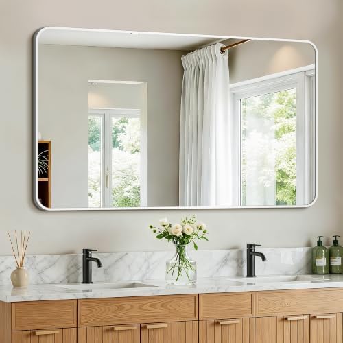 Vanity Bathroom Mirror, 50”x30” Silver Bathroom Mirror for Over Sink