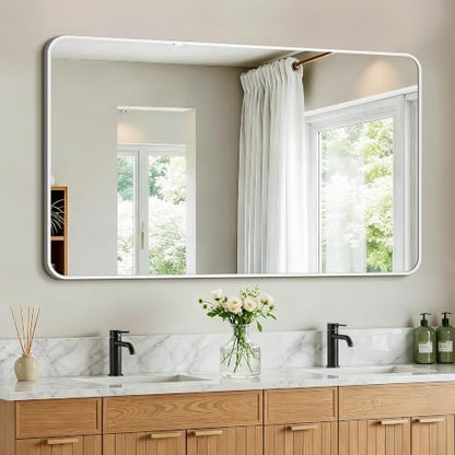Vanity Bathroom Mirror, 50”x30” Silver Bathroom Mirror for Over Sink