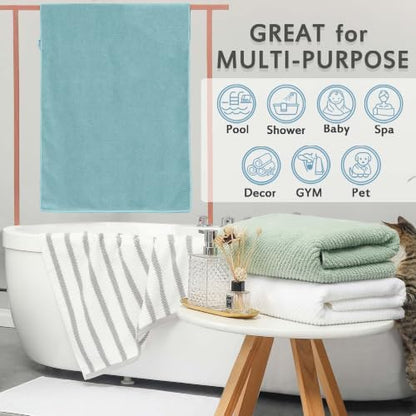 VOOVA & MOVAS Bath Towels 4PC, 100% Cotton, 30x56 in, Dark Gray
