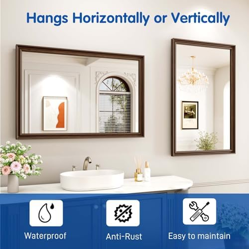 WEER Brown Bathroom Vanity Mirror 24x36 Inch