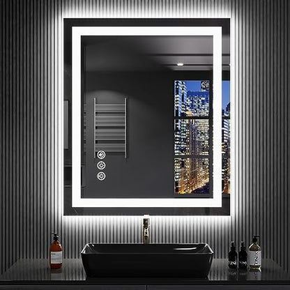 LOAAO 24"X32" RGB LED Bathroom Mirror with Lights, UL Listed