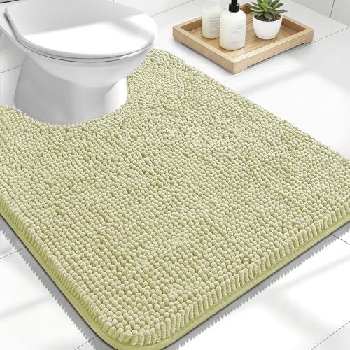 OLANLY Toilet Rugs U-Shaped 24x20, Soft Absorbent Chenille Contour Rugs