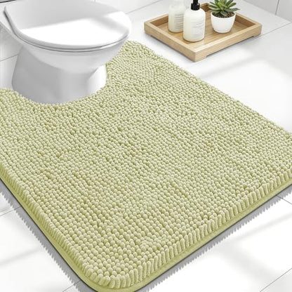 OLANLY Toilet Rugs U-Shaped 24x20, Soft Absorbent Chenille Contour Rugs
