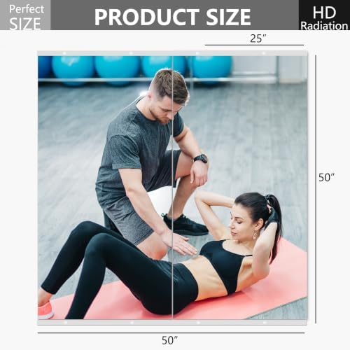 Home Gym Mirror for Wall, 50x25x2PCS Frameless Full Length Mirror, Silver