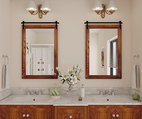 COGOOD Farmhouse Bathroom Mirrors for Over Sink - 38 x 25 Brown