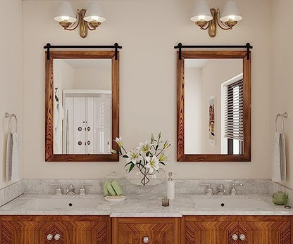 COGOOD Farmhouse Bathroom Mirrors for Over Sink - 38 x 25 Brown