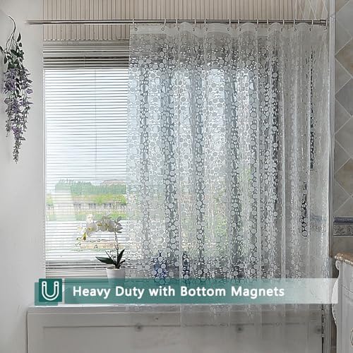 Shower Curtain Liner, 100% Waterproof Peva Shower Curtains with 3 Duty Heavy Bottom Magnets and 12 Rust Proof Grommets, 72x72 Weighted Shower Liner for Shower Stall, Bathtubs