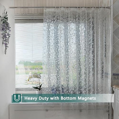Shower Curtain Liner, 100% Waterproof Peva Shower Curtains with 3 Duty Heavy Bottom Magnets and 12 Rust Proof Grommets, 72x72 Weighted Shower Liner for Shower Stall, Bathtubs