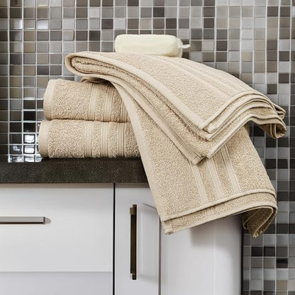 Tens Towels 4 Piece Bath Towels 27x54 Inches, Beige