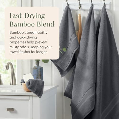 Springtree Home Luxury Bamboo Rayon Bath Towel Set | 6-Piece Set | Iron