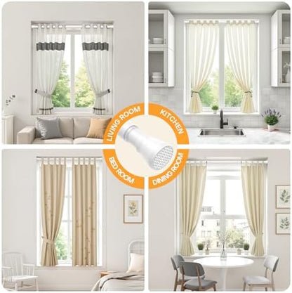 White Tension Curtain Rod for Windows 30 to 64 Inches, Adjustable Expandable Pressure Spring Curtain Rod No Drilling Required, 7/8 Inch Diameter Tension Rod for Bedroom, Doorway, Closet Door