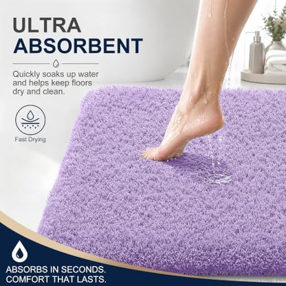 OLANLY Microfiber Large Bathroom Rugs 44x32, Ultra Soft Bath Mat, Lavender