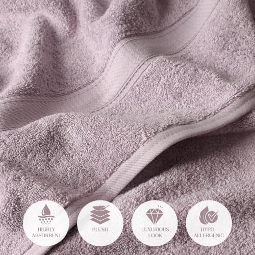 Superior Egyptian Cotton Plush & Absorbent, Bath Towel Set of 4, Purple