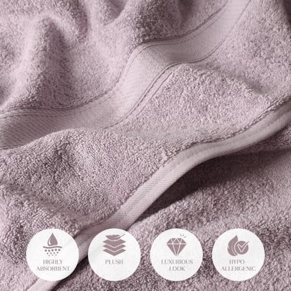 Superior Egyptian Cotton Plush & Absorbent, Bath Towel Set of 4, Purple
