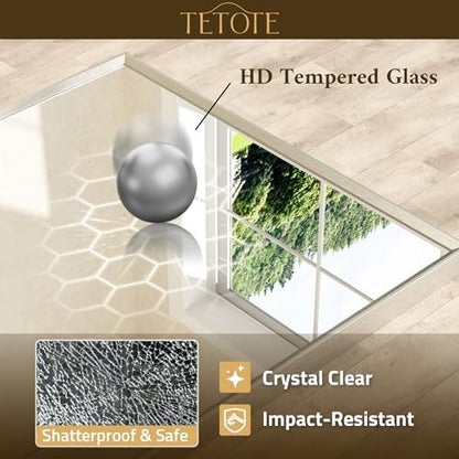 TETOTE Brushed Nickel Bathroom Mirror for Over Sink 36" x 36" Brushed Nickel Beveled Framed Rectangle Vanity Mirror for Bathroom, Bedroom, Entryway, Living Room, Tempered Glass, Stronger Frame