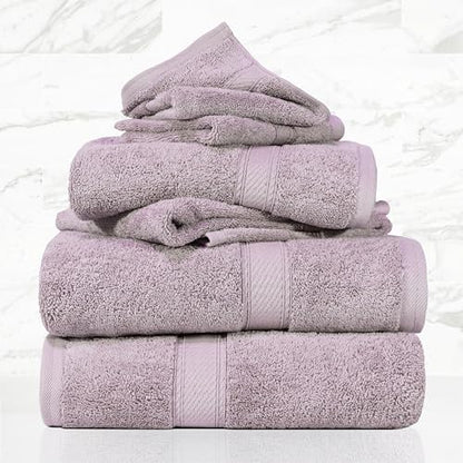 SUPERIOR Egyptian Cotton Ultra Plush & Absorbent, 6 Piece Set, Purple