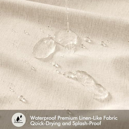 ANRODUO Cream Beige Linen Textured Fabric Shower Curtain Set - W72xL80