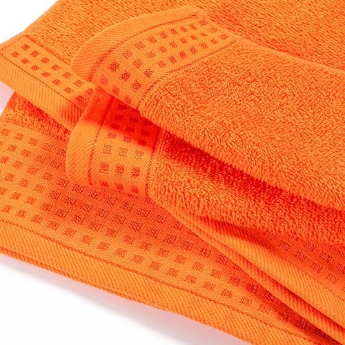 GLAMBURG Ultra Soft 4 Pack Oversized Bath Towel Set 27x54 inches, 100% Cotton Bath Towels, Highly Absorbant Compact Quickdry & Lightweight Towel, Ideal for Gym Travel Camp Pool - Orange
