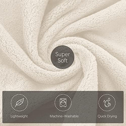 TENSTARS Silk Hemming Hand Towels for Bathroom - Quick Drying - Ultra Soft Microfiber Absorbent Towel for Bath Fitness, Gym, Shower, Hotel, and Spa - 16x28 Inch | Set of 6, Cream
