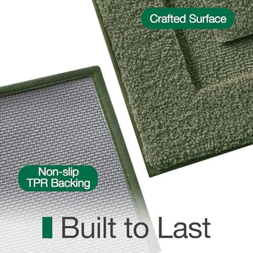 LUMI Large Bathroom Rugs Soft Absorbent, Non Slip Bath Mat 24x43, Green