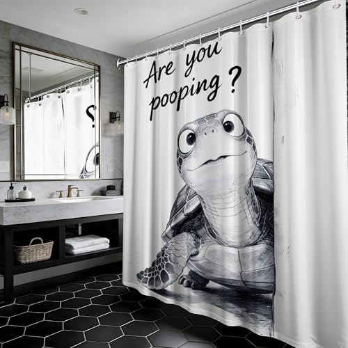Extra Tall Shower Curtain XL are You Pooping Sea Turtle, 70 x 96 in